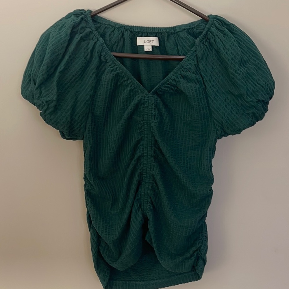 LOFT Short Sleeve Green Blouse - Size S